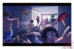 Rule 34 | &gt; &lt;, 2022, 4boys, 4girls, abs, against wall, ahoge, angel beats!, backlighting, barefoot, battle, black hair, black jacket, black socks, blonde hair, blue hair, blue shorts, blurry, camera, closed eyes, closed mouth, commentary request, company connection, crossover, dated, day, defeat, depth of field, dress, emphasis lines, frilled dress, frills, futaki kanata, glasses, glowing, glowing eyes, green hair, grey skirt, grin, highres, holding, holding camera, holding water gun, holding whistle, indoors, inohara masato, jacket, juliet sleeves, kanou tenzen, kazamatsuri institute high school uniform, key (company), key season, kneehighs, knees up, lens flare, little busters!, little busters! school uniform, long hair, long sleeves, looking at another, lying, miniskirt, mitani ryouichi, multiple boys, multiple crossover, multiple girls, muscular, muscular male, nakatsu shizuru, nishizono mio, on stomach, orange eyes, paddle, pantyhose, pectorals, perspective, photoshop (medium), pink dress, pleated skirt, puffy short sleeves, puffy sleeves, purple hair, red eyes, rewrite, running, school uniform, serious, shirt, short hair, short sleeves, shorts, sitting, skirt, smile, socks, spiked hair, standing, summer pockets, table tennis paddle, takamatsu (angel beats!), topless male, trait connection, twintails, very long hair, video camera, water gun, whistle, white pantyhose, white shirt, white skirt, yellow eyes