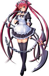 Rule 34 | 1girl, airi (queen&#039;s blade), airi (queen&#039;s blade unlimited), apron, black dress, black thighhighs, blue eyes, bow, breasts, chain, chain leash, cleavage, closed mouth, dress, frills, full body, hair bow, holding, holding weapon, leash, long hair, looking at viewer, maid, maid apron, maid headdress, mary janes, medium breasts, official art, puffy short sleeves, puffy sleeves, purple hair, queen&#039;s blade, queen&#039;s blade white triangle, scythe, shoes, short sleeves, smile, solo, tachi-e, thighhighs, transparent background, twintails, very long hair, weapon, wrist cuffs