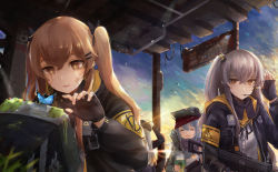 Rule 34 | 404 (girls&#039; frontline), 4girls, absurdres, aircraft, airplane, armband, assault rifle, bandaid, bandaid on hand, beret, black gloves, black jacket, blush, brown eyes, brown hair, bug, building, bullpup, butterfly, caseless firearm, closed eyes, cloud, deep wound, envy0912, fingerless gloves, food, g11 (girls&#039; frontline), girls&#039; frontline, gloves, green jacket, gun, h&amp;k g11, h&amp;k ump, hair between eyes, hair ornament, hairclip, hand up, happy new year, has bad revision, has downscaled revision, hat, headset, heckler &amp; koch, highres, hk416 (girls&#039; frontline), holding, holding food, holding weapon, injury, insect, jacket, lens flare, light particles, long hair, looking at viewer, looking down, md5 mismatch, moss, multiple girls, new year, open clothes, open jacket, open mouth, outdoors, pantyhose, parted lips, reaching, resolution mismatch, rifle, ruins, rust, scar, scar across eye, scar on face, scarf, siblings, side ponytail, sign, sisters, sleepy, smile, smoke trail, source smaller, submachine gun, thighhighs, twins, twintails, ump45 (girls&#039; frontline), ump9 (girls&#039; frontline), very long hair, weapon, white hair, yawning, yellow eyes