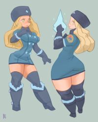 Rule 34 | 1girl, artist request, ass, black gloves, black thighhighs, blonde hair, boots, breasts, buttons, coat, eyebrows, eyelashes, fur hat, fur trim, gloves, green eyes, hat, highres, huge ass, ice, kolin, large breasts, long hair, simple background, standing, street fighter, street fighter v, thick thighs, thighhighs, thighs, ushanka, wavy hair, wide hips, winter clothes, winter coat, zettai ryouiki