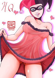 Rule 34 | 1girl, batman (series), breasts, dc comics, harley quinn, highres, jester, mask, nightgown, solo, yoko (chan360)