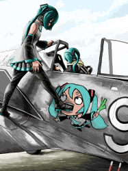 Rule 34 | 1girl, aircraft, airplane, anger vein, fw 190, hatsune miku, military, rxjx, solo, spring onion, twintails, vocaloid, world war ii