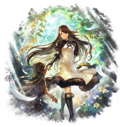 Rule 34 | 2girls, agnes oblige, bravely default: flying fairy, bravely default (series), brown hair, long hair, multiple girls, octopath traveler, octopath traveler: champions of the continent, official art, outdoors