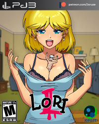 Rule 34 | 1boy, 1girl, age difference, alternate breast size, artist name, bare arms, bare shoulders, between breasts, blonde hair, blouse, blue eyes, blue eyeshadow, blue shirt, blurry, blurry background, bra, breasts, briefs, brother and sister, catherine (game), catherine cover parody, cleavage, collarbone, cover, earrings, eyeshadow, facing viewer, fake cover, game console, hetero, highres, incest, indoors, jewelry, joruze, lincoln loud, looking at viewer, lori loud, makeup, male underwear, medium breasts, mini person, miniboy, parody, playstation 3, self exposure, shirt, short hair, siblings, smile, tank top, teenage girl and younger boy, the loud house, underwear, underwear only, video game, watermark, web address