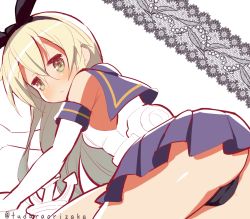 Rule 34 | 10s, 1girl, 9law, bad id, bad pixiv id, black panties, blonde hair, blush, cleft of venus, elbow gloves, gloves, kantai collection, long hair, panties, shimakaze (kancolle), skirt, solo, underwear