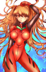 Rule 34 | 00s, 10s, 1girl, amatsuba mimina, arm up, bad id, bad pixiv id, breasts, evangelion: 2.0 you can (not) advance, evangelion: 3.0 you can (not) redo, hair ornament, highres, large breasts, long hair, neon genesis evangelion, open mouth, orange eyes, orange hair, plugsuit, rebuild of evangelion, solo, souryuu asuka langley, twintails