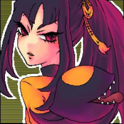 Rule 34 | 1girl, black hair, costume, creatures (company), fangs, female focus, game freak, gen 3 pokemon, lowres, mawile, nintendo, personification, pokemon, ponytail, red eyes, solo, tongue