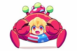 Rule 34 | 1girl, american flag, american flag print, animated, animated gif, blonde hair, blush, clownpiece, fang, flag print, looking at viewer, open mouth, ranka (tonbo), red eyes, short hair, smile, solo, thick eyebrows, touhou