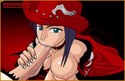 Rule 34 | 1boy, 1girl, animated, breasts, choker, clothed female nude male, coat, cowboy hat, dakzky, fellatio, green eyes, hand on another&#039;s penis, hand on penis, hat, hetero, long hair, looping animation, navel, nico robin, nipples, nude, one piece, oral, penis, penis grab, pinoytoons, pubic hair, purple hair, ugoira, uncensored