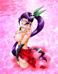 Rule 34 | 1girl, arc system works, black hair, blazblue, blazblue: calamity trigger, breasts, female focus, glasses, large breasts, litchi faye ling, long hair, nipples, panda, solo, topless, very long hair, yin yang