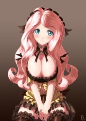 Rule 34 | 1girl, absurdres, aqua eyes, bad id, bad pixiv id, breasts, cleavage, dress, fluttershy, highres, large breasts, long hair, my little pony, my little pony: friendship is magic, navel, personification, pink hair, s1k bo1, smile, solo, tareme