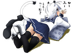 Rule 34 | animal ears, ankle boots, boots, cat ears, cat tail, cross-laced footwear, feet up, high heel boots, high heels, lace-up boots, school uniform, serafuku, shoe soles, solo, tail, takano saki, thighhighs, zettai ryouiki