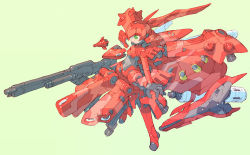 Rule 34 | 1girl, beam rifle, char&#039;s counterattack, char&#039;s counterattack - beltorchika&#039;s children, commentary request, energy gun, floating, floating object, full body, funnels (gundam), green background, green eyes, gundam, joints, mecha musume, nakayama tooru, nightingale, nightingale (gundam), robot joints, simple background, solo, thrusters, weapon