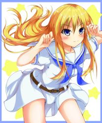 Rule 34 | 1girl, bad id, bad pixiv id, blonde hair, blue eyes, blush, highres, iroba, oohoshi awai, saki (manga), school uniform, smile, solo, yuzucolor 00