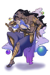Rule 34 | 2boys, arjuna (fate), arjuna alter (fate), armlet, baby, black hair, bracelet, cloud, cosplay, dark-skinned male, dark skin, earrings, extra arms, fate/grand order, fate (series), father and son, highres, indian clothes, indra (fate), jewelry, jonya, kigurumi, kiss, kissing cheek, long hair, male focus, multiple boys, onesie, sandals, topless male