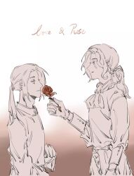 Rule 34 | 2boys, axis powers hetalia, china (hetalia), chinese clothes, flower, france (hetalia), gloves, highres, low ponytail, monochrome, multiple boys, parted bangs, red flower, red rose, robe, rose, suxunhe, wavy hair
