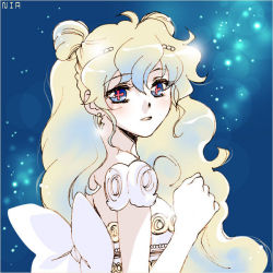 Rule 34 | + +, 1girl, :d, ahoge, bare shoulders, bishoujo senshi sailor moon, blonde hair, blue background, blue hair, blush, bow, character name, cosplay, cross-shaped pupils, double bun, dress, from side, gradient hair, hair between eyes, hair bun, large bow, lens flare, long hair, looking at viewer, looking to the side, multicolored hair, nia teppelin, non-web source, open mouth, parody, princess serenity, princess serenity (cosplay), shoulder pads, simple background, smile, solo, strapless, strapless dress, symbol-shaped pupils, tengen toppa gurren lagann, tsukino usagi, tsukino usagi (cosplay), upper body, white bow, white dress, yukimitsuki