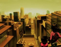 Rule 34 | building, city, original, rooftop, scenery, sunset, tomioka jirou