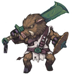 Rule 34 | boar, body fur, furry, maruta kentarou, shield, solo, sword, tagme, weapon