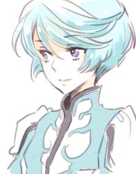 Rule 34 | 1boy, androgynous, bishounen, blue eyes, blue hair, light smile, looking away, looking to the side, male focus, mikleo (tales), solo, tales of (series), tales of zestiria, upper body