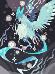 Rule 34 | akadako, animal focus, argyle, articuno, bird, black background, claws, closed mouth, creatures (company), diamond (shape), from side, full body, game freak, gen 1 pokemon, highres, legendary pokemon, looking back, nintendo, no humans, one-hour drawing challenge, pokemon, pokemon (creature), red eyes, solo