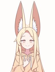 Rule 34 | 1girl, animal ear fluff, animal ears, blonde hair, blue archive, closed mouth, commentary request, extra ears, fox ears, halo, highres, hood, hood down, hoodie, long hair, long sleeves, nako775, seia (blue archive), simple background, smile, solo, upper body, white background, yellow eyes, yellow halo, yellow hoodie