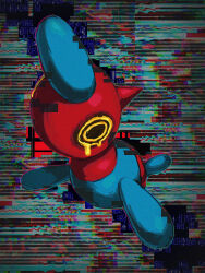 Rule 34 | abstract background, absurdres, code, creatures (company), dripping eye, game freak, gen 4 pokemon, glitch, highres, korean commentary, nintendo, no humans, no mouth, pokemon, pokemon (creature), porygon-z, raid (donghyeok), ringed eyes, solo, yellow eyes