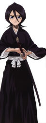 Rule 34 | 00s, black hair, bleach, highres, kuchiki rukia, long image, solo, sword, tall image, weapon