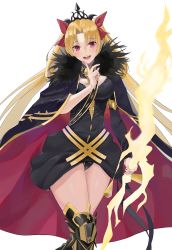 Rule 34 | 1girl, armor, bad id, bad twitter id, bburi, blonde hair, blush, breasts, ereshkigal (fate), fate/grand order, fate (series), hair ribbon, highres, index finger raised, large breasts, lightning bolt symbol, long hair, looking at viewer, red eyes, red ribbon, ribbon, smile, solo, teeth, upper teeth only, very long hair