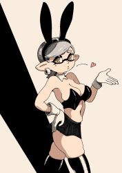 Rule 34 | + +, 1girl, animal ears, black thighhighs, breasts, brown eyes, cleavage, gloves, halftone, hand on own hip, hand up, heart, highres, inkling, looking at viewer, marie (splatoon), mask, medium breasts, mole, mole under eye, navel, nintendo, pointy ears, rabbit ears, skindentation, solo, splatoon (series), thighhighs, white gloves, yuta agc