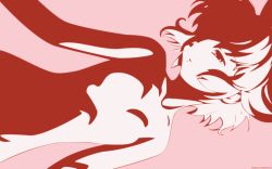 Rule 34 | 1girl, flat chest, flat color, high contrast, highres, monochrome, negativezero, nude, pink background, red theme, renkin san-kyuu magical pokaan, short hair, simple background, solo, vector trace, wallpaper, yuuma (renkin san-kyuu magical pokaan)