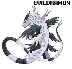 Rule 34 | bandages, digimon, highres, holydramon, horns, original, red eyes, tail, wings