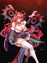 Rule 34 | blue eyes, breasts, demon girl, large breasts, project qt, qtenka, red hair, thick thighs, thighs