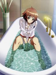 Rule 34 | bathing, bathtub, katsuragi hana, see-through, seikon no qwaser, solo, wet, wet clothes