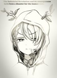 Rule 34 | 1girl, annoyed, antlers, ceres fauna, ear piercing, hololive, hololive english, hood, hoodie, horns, monochrome, piercing, short hair, softshikioni, sweater, talking, virtual youtuber