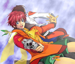 Rule 34 | 2boys, arnaud g. vasquez, bad id, bad pixiv id, blue background, blue eyes, brown hair, coat, feathers, gloves, green shorts, gun, handgun, happy, jude maverick, looking at viewer, male focus, merii, multiple boys, necktie, open mouth, pants, red hair, revolver, short hair, shorts, sky, weapon, wild arms, wild arms 4