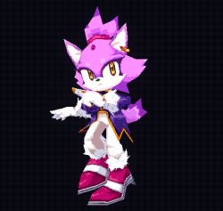 Rule 34 | 3d, animal ears, animated, animated gif, black background, blaze the cat, blender (medium), blinking, cat ears, cat girl, cat tail, forehead jewel, fur-trimmed footwear, fur-trimmed gloves, fur trim, furry, furry female, gloves, pants, pink footwear, ponytail, purple fur, sonic (series), tail, white gloves, white pants, wibblus, yellow eyes