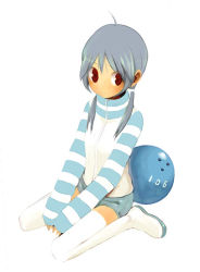 Rule 34 | ahoge, ball, boots, bowling ball, keisuke, red eyes, solo, thigh boots, thighhighs, twintails