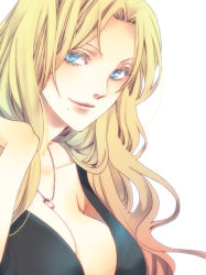 Rule 34 | 1girl, bleach, blonde hair, blue eyes, breasts, cleavage, huge breasts, japanese clothes, jewelry, long hair, matsumoto rangiku, mole, mole under mouth, smile, solo, stechen