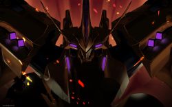Rule 34 | backlighting, embers, looking at viewer, mecha, muv-luv, muv-luv alternative, muv-luv total eclipse, no humans, official art, official wallpaper, portrait, robot, science fiction, solo, tactical surface fighter, type 00 takemikazuchi, visor