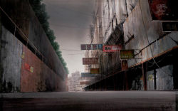 Rule 34 | cable, china, city, cityscape, ghost in the shell, graffiti, no humans, road, scenery, street, vanishing point, wallpaper