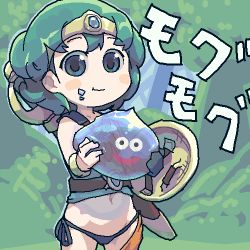 Rule 34 | 1girl, bad food, chibi, chunsoft, dragon quest, dragon quest iv, eating, enix, food, food on face, heroine (dq4), holding, lowres, oekaki, shield, slime (creature), slime (dragon quest), solo, sword, weapon