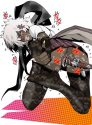 Rule 34 | anus, ass, censored, dark skin, ganguro, grasshopper manufacture, hair over one eye, lingerie, no more heroes, no panties, object insertion, open mouth, pubic hair, pussy, shinobu jacobs, short hair, skirt, sword, tagme, tears, thighhighs, underwear, weapon, white hair