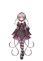 Rule 34 | 1girl, absurdres, black footwear, choker, collarbone, dress, facing viewer, full body, gothic lolita, hair intakes, hairband, hapymaher, highres, koku, lolita fashion, lolita hairband, long sleeves, looking at viewer, mary janes, medium hair, naitou maia, non-web source, official art, photoshop (medium), red eyes, ribbon, shoes, slit pupils, smile, solo, tachi-e, tail, thighhighs, transparent background, two side up