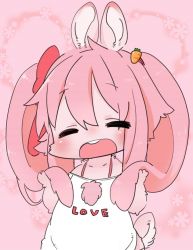 Rule 34 | rabbit, closed eyes, furry, husamochi coo, open mouth, pink hair, short hair, smile
