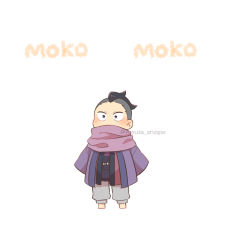 Rule 34 | 1boy, aged down, arms at sides, black hair, child, covered mouth, hanten (clothes), japanese clothes, kimetsu no yaiba, layered clothes, long sleeves, looking at viewer, male focus, mohawk, pants, purple scarf, scarf, scarf over mouth, shinazugawa genya, short hair, simple background, sleeves past fingers, sleeves past wrists, solo, twitter username, white background, yuutarou cherry