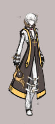Rule 34 | 1boy, arch bishop (ragnarok online), black-framed eyewear, black footwear, black gloves, brown coat, closed mouth, coat, commentary request, cropped jacket, cross, cross necklace, expressionless, fingerless gloves, full body, glasses, gloves, grey background, grey eyes, hair between eyes, holding, holding staff, jacket, jewelry, kusabi (aighe), long bangs, long sleeves, looking at viewer, male focus, necklace, pants, ragnarok online, semi-rimless eyewear, shoes, short hair, simple background, solo, staff, standing, under-rim eyewear, white hair, white jacket, white pants