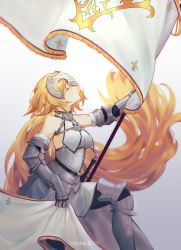 Rule 34 | 1girl, armor, bad id, bad pixiv id, bare shoulders, blonde hair, braid, collar, csyday, closed eyes, fate/apocrypha, fate/grand order, fate (series), faulds, flag, gauntlets, hair down, headpiece, highres, holding, holding flag, impossible clothes, impossible shirt, jeanne d&#039;arc (fate), jeanne d&#039;arc (ruler) (fate), jeanne d&#039;arc (third ascension) (fate), long hair, metal collar, plackart, shirt, solo, standard bearer, very long hair