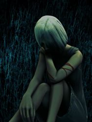 Rule 34 | 1girl, 3d, artist request, character request, dress, female focus, highres, nameless sister, official art, siblings, sister, sitting, solo, tension, the void, typrop, white hair
