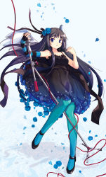 Rule 34 | 00s, 1girl, akiyama mio, aqua pantyhose, bad id, bad pixiv id, bare shoulders, black dress, black hair, blue eyes, blue flower, blue pantyhose, blue rose, don&#039;t say &quot;lazy&quot;, dress, fingerless gloves, flower, flying, frills, gloves, gradient legwear, hair flower, hair ornament, high heels, jin young-in, k-on!, long hair, microphone, microphone stand, multicolored clothes, multicolored legwear, pantyhose, ribbon, rose, shoes, solo, striped clothes, striped gloves, wings
